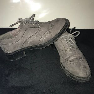 Gray suede platform lace up oxfords from new look